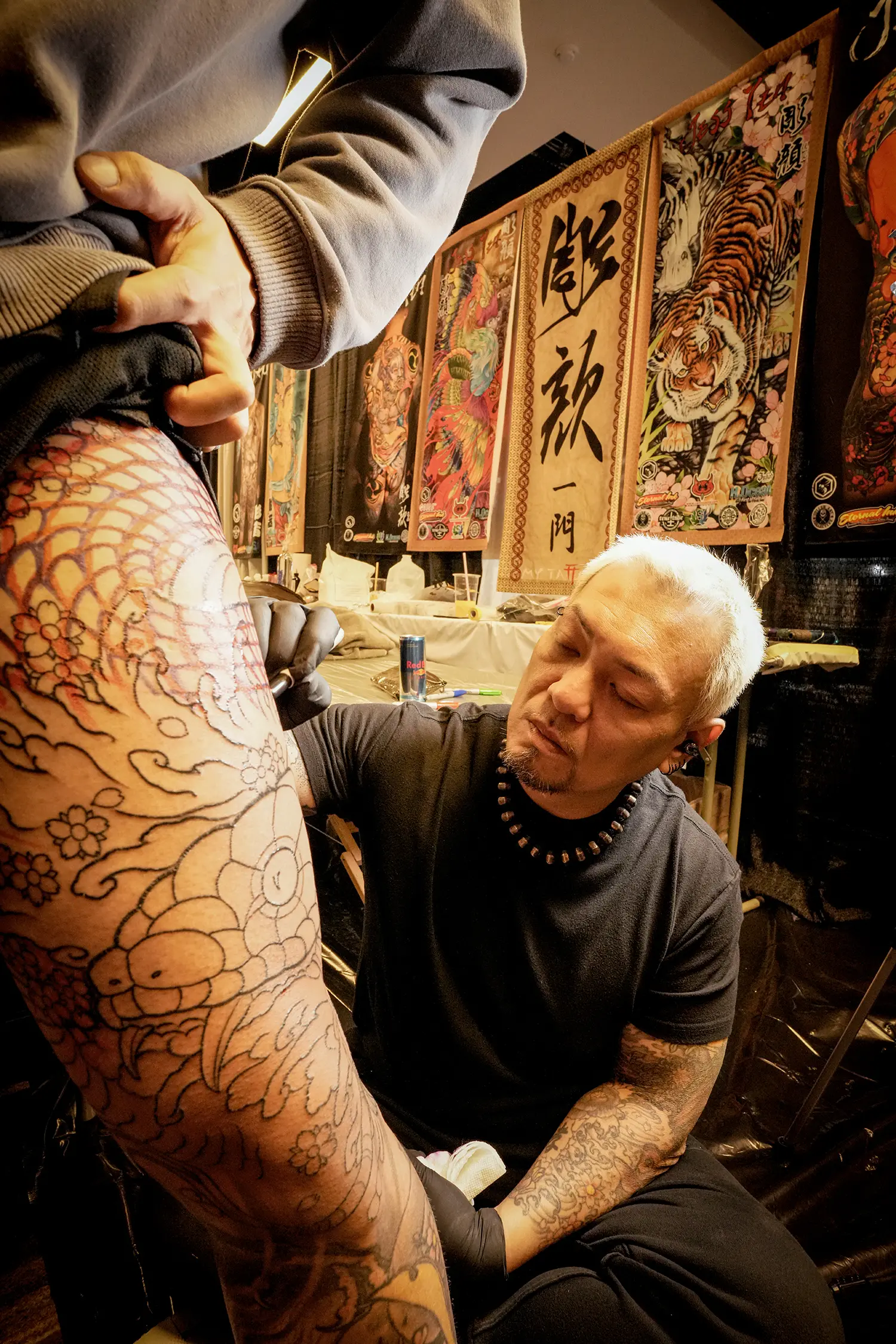 freehanding on leg by jess yen