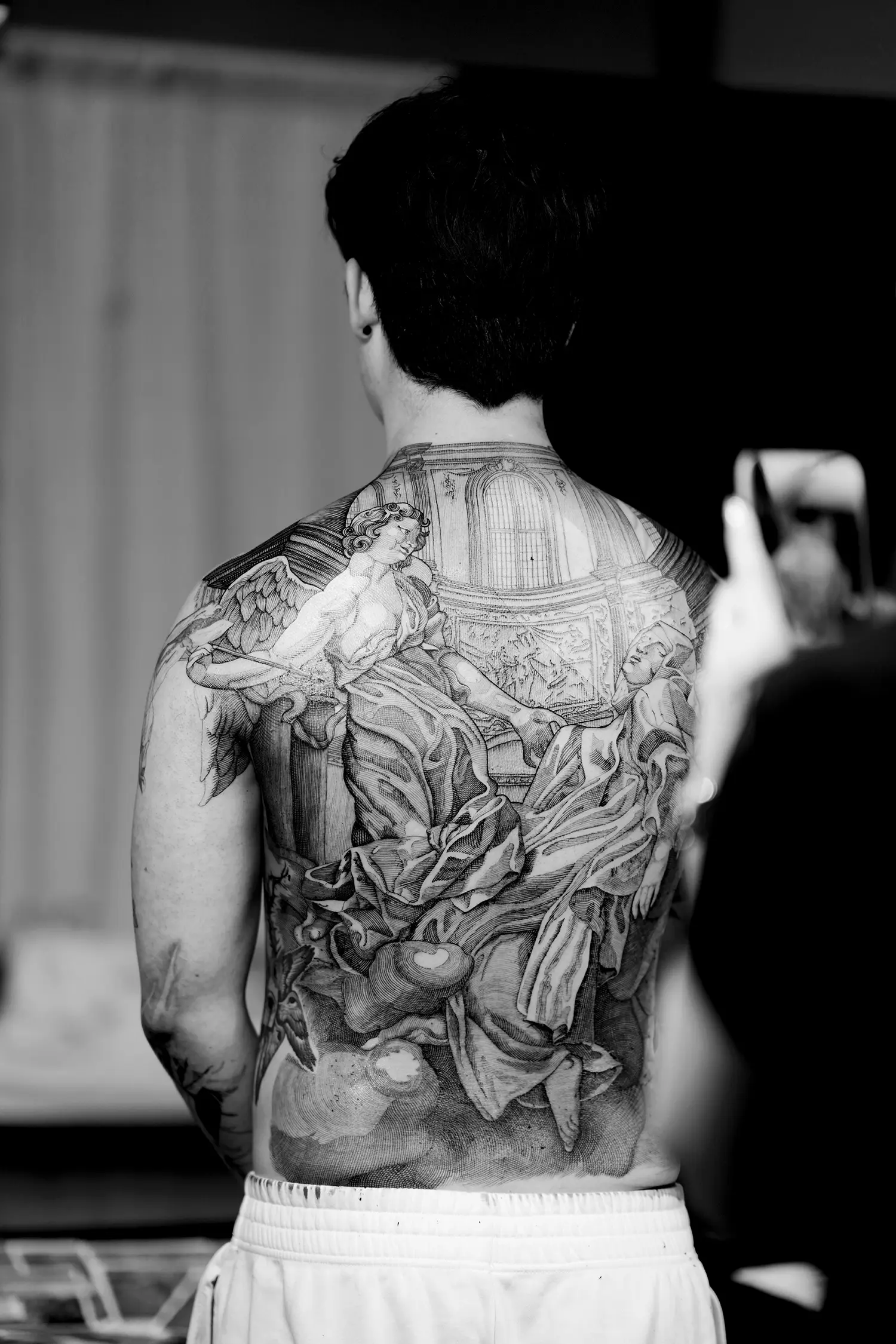 back tattoo in engraving style by gianluca francione, aka seppe light