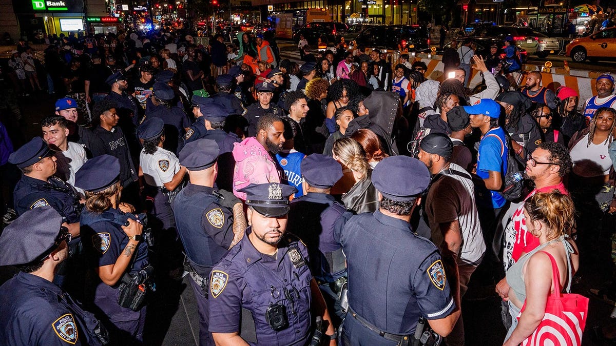 NYPD officers telling fans to leave outside Madison Square Garden in New York City