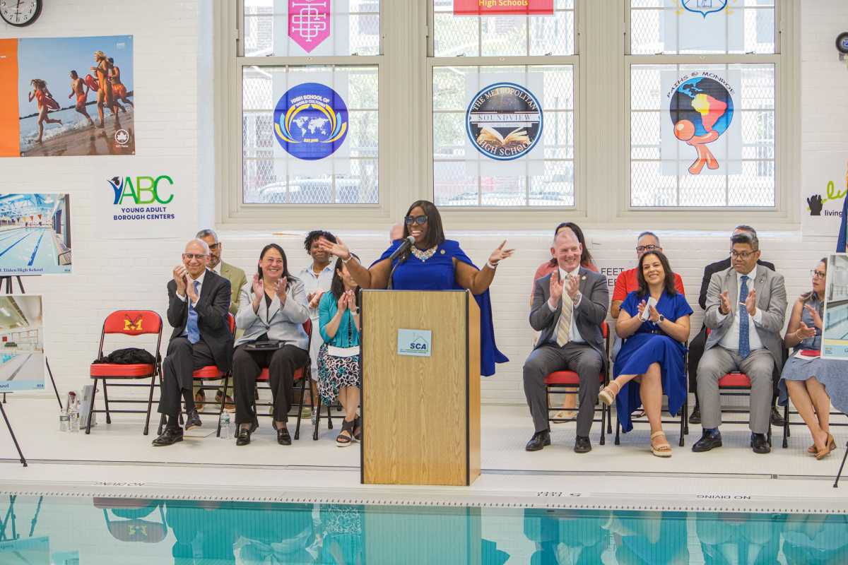 Three new swimming pools open in public high schools in Manhattan, Brooklyn and the Bronx