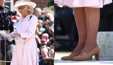 Queen Camilla gives a speech during The 2026 Chelsea Pensioners Founder's Day at Royal Hospital Chelsea on Thursday in London, England.