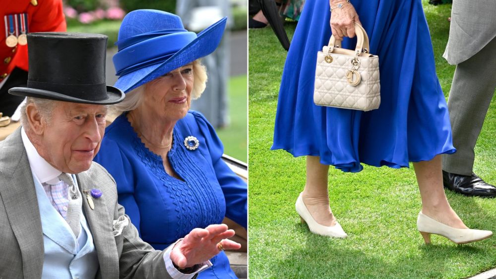 King Charles and Queen Camilla, who wears suede Eliot Zed pumps, at the final day of the 2026 Royal Ascot on Saturday.