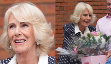 Queen Camilla wears Fiona Clare Aldridge at the official opening of the Neuro Intensive Care Balcony Garden at St George's Hospital on June 2 in London.