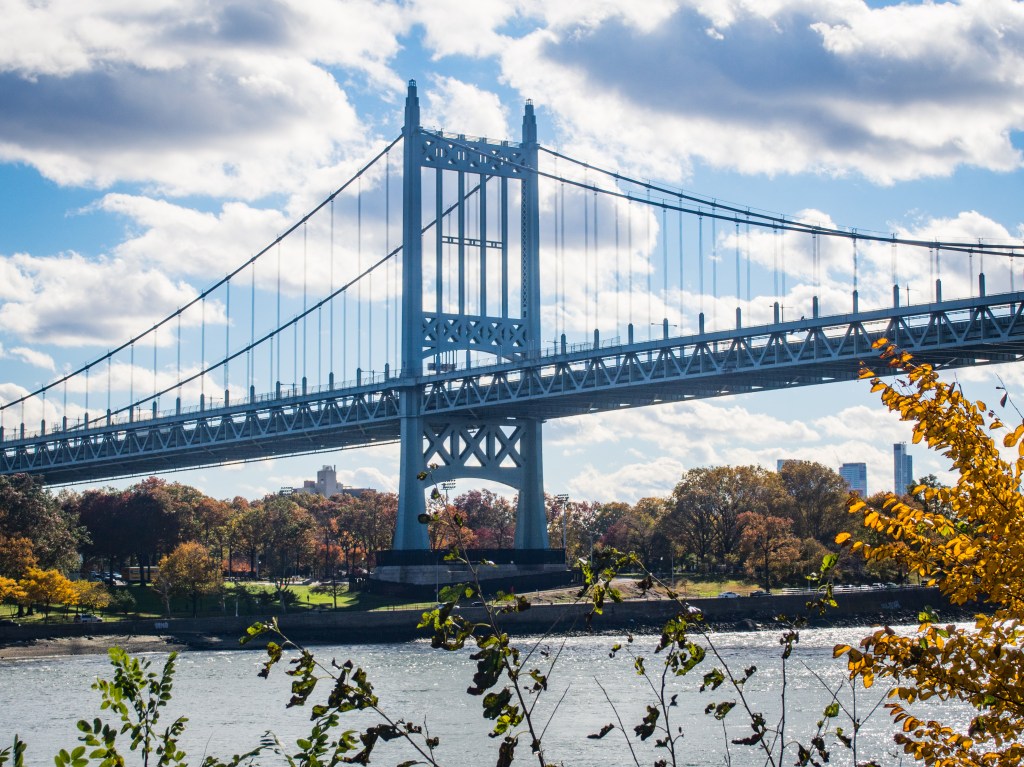 Robert F. Kennedy Bridge in New York on a cloudy day.