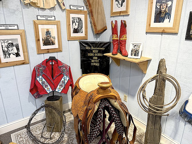 Part of the Reno Rodeo Queens of Douglas County exhibit at the Carson Valley Museum & Cultural Center in Gardnerville.