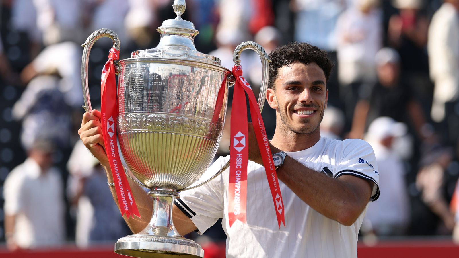 The Argentine battled back from a set down to win his maiden title in England