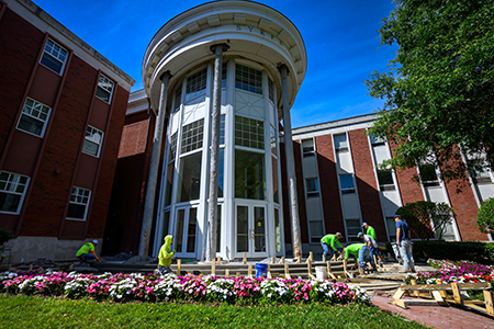 Front of Sykes building under construction