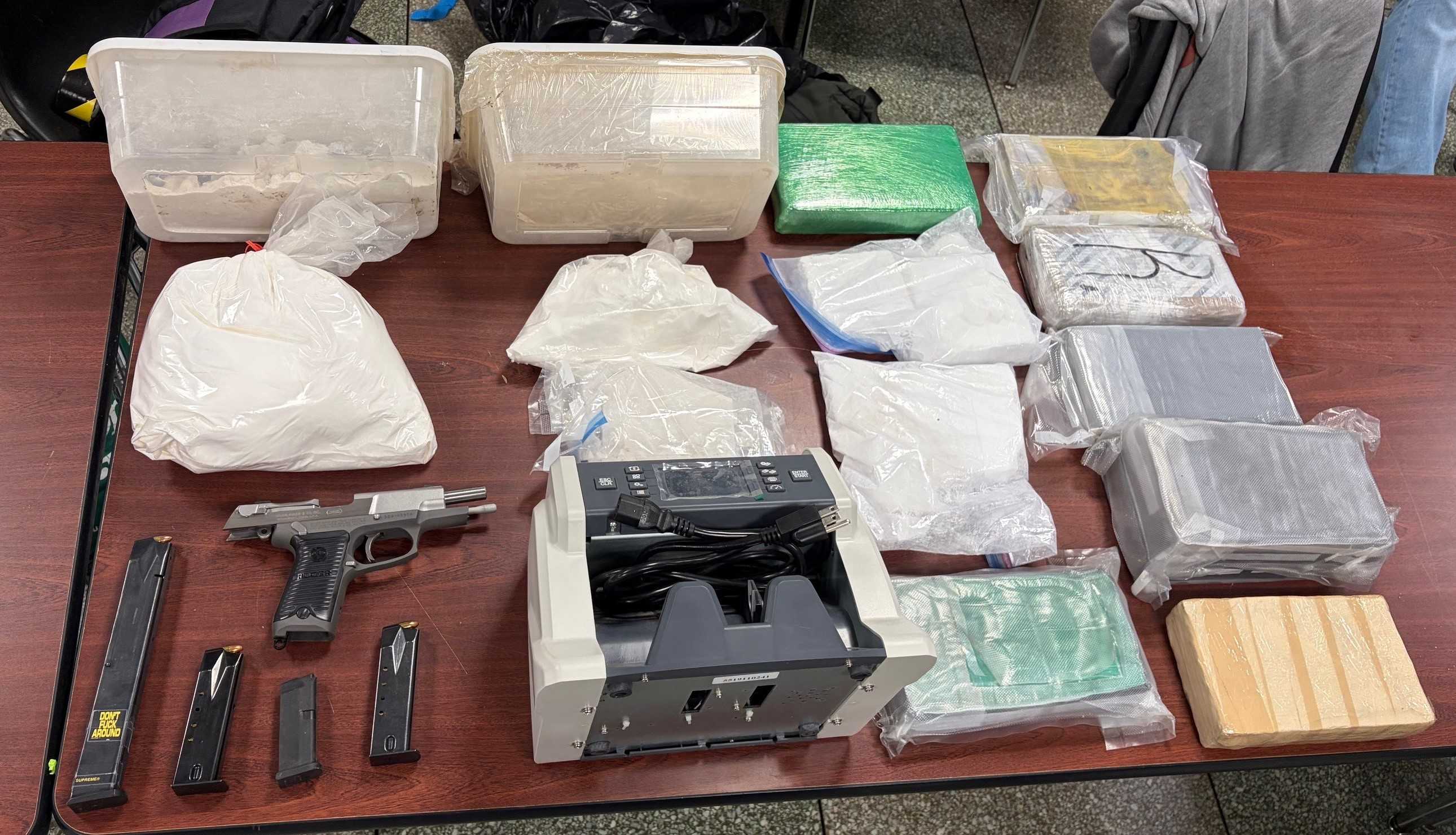 More than 10 kilos of cocaine and a loaded 9 mm Ruger firearm were recovered after court-authorized search warrants were executed in southeast Queens and Nassau County. 