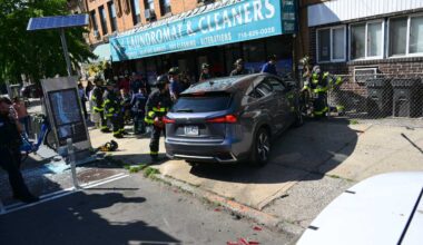 Three injured after elderly driver swerves to miss pedestrian in Astoria before slamming into Citi Bike station: NYPD – QNS