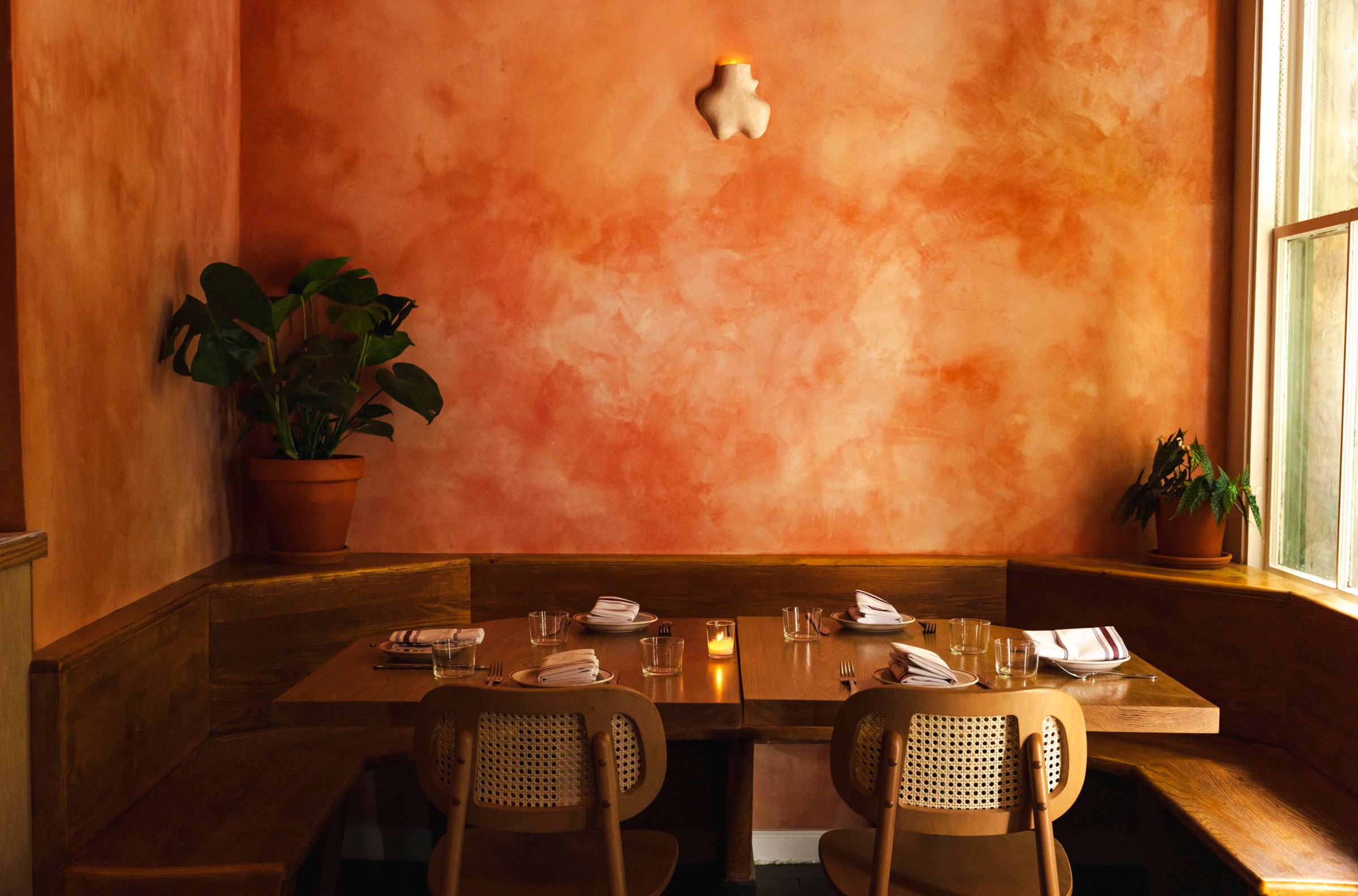 A restaurant dining room.