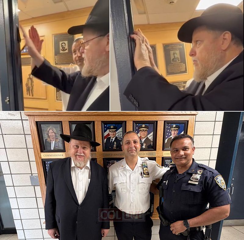 NYPD Queens North Inspector Affixes Mezuzah