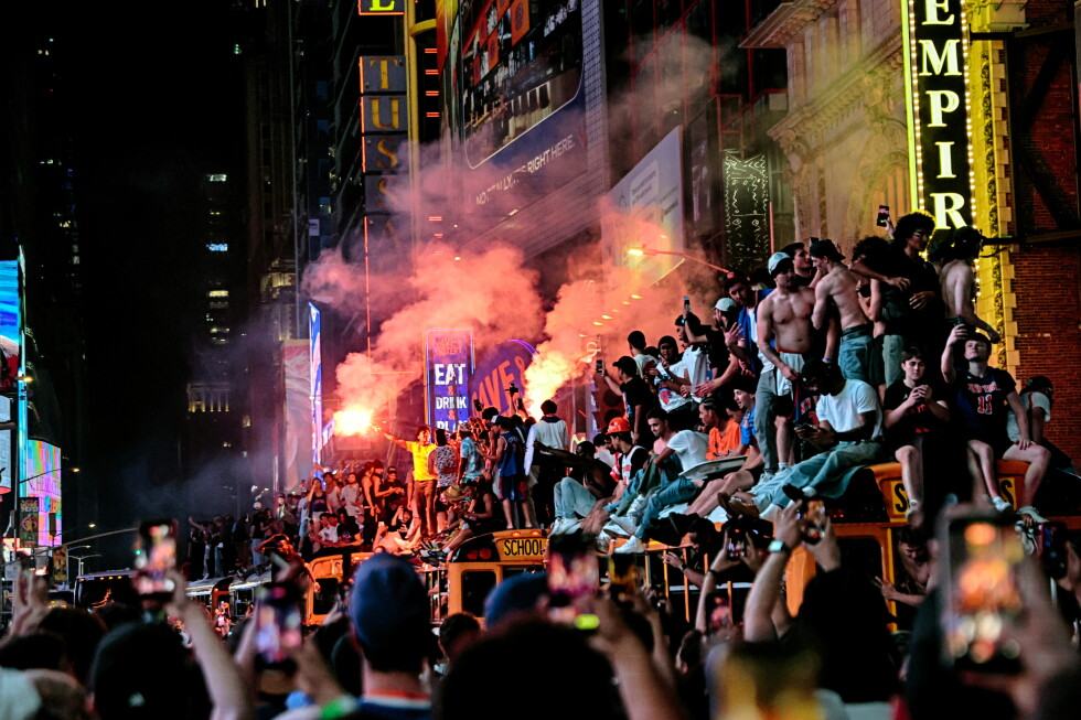 Delirious celebrations in New York as Knicks win first NBA championship in 53 years