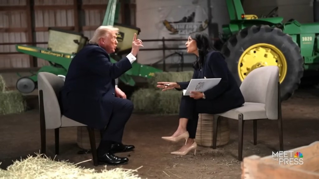 Donald Trump, visibly agitated, storms off an interview with Kristen Welker of NBC News' "Meet the Press."