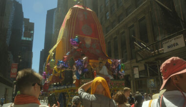Hare Krishnas celebrate a 50-year milestone with a parade of chariots in Manhattan