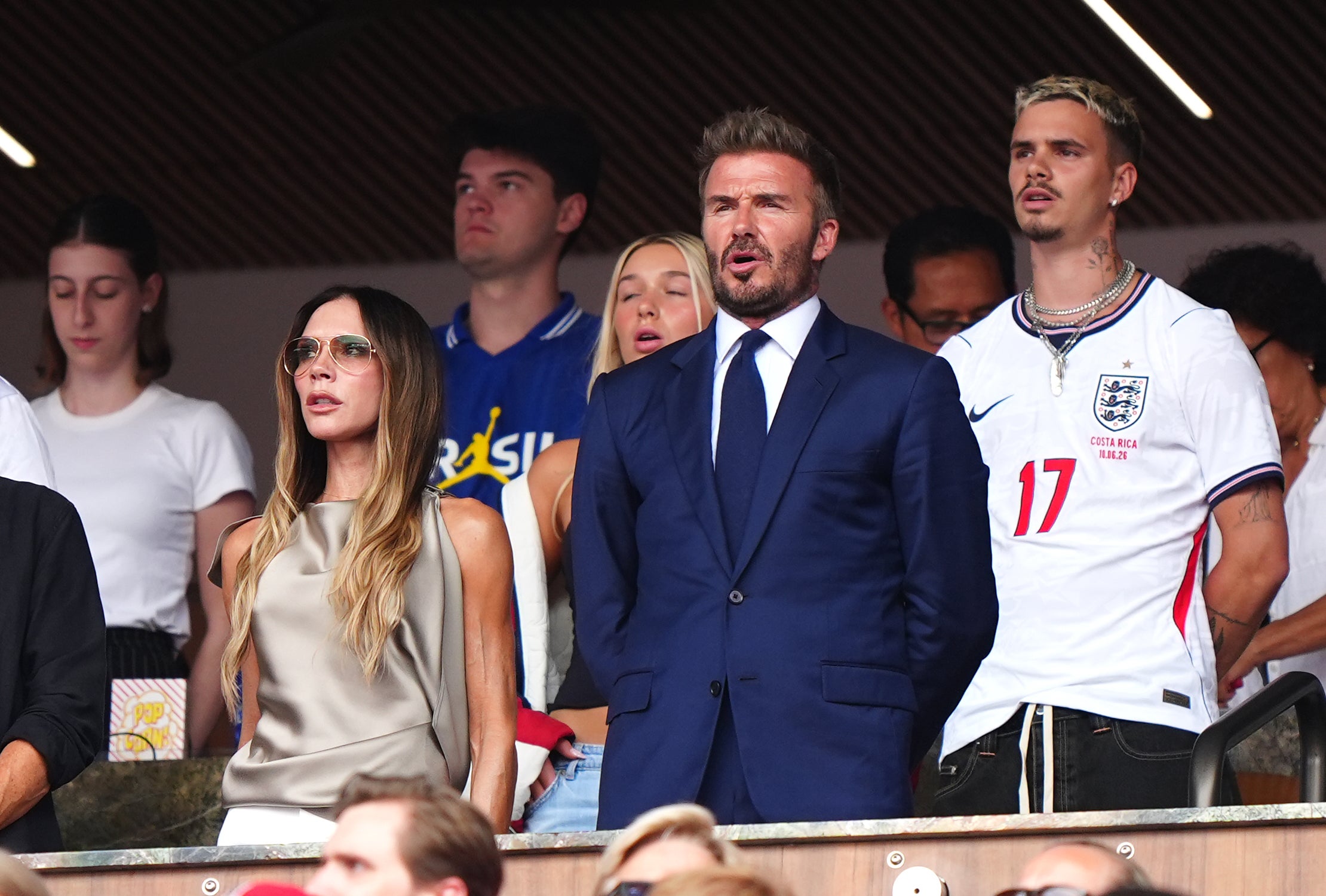 The Beckham family gathered to watch England take on Norway in Miami Saturday, but Brooklyn didn’t join them