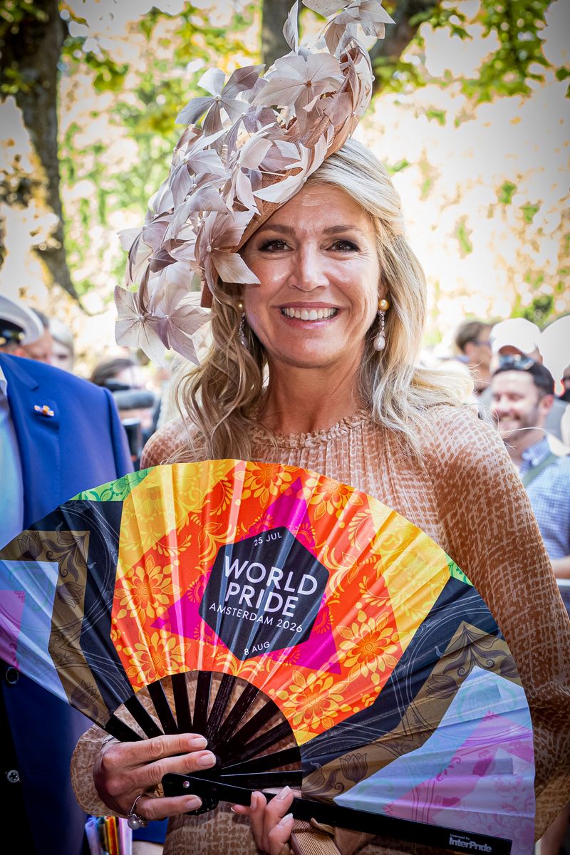 Queen Máxima greeted crowds in Amsterdam before officially opening the city’s WorldPride celebration.