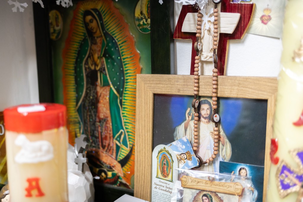 Steven and his family had symbols of faith in their Flushing apartment,