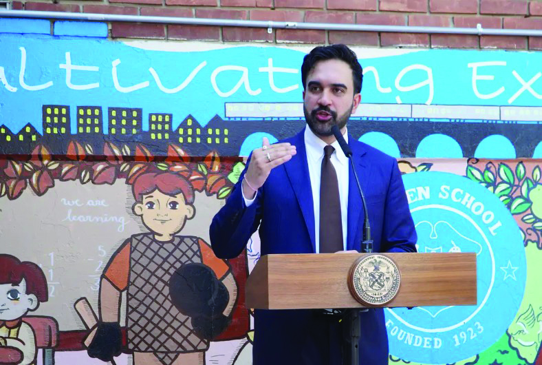 New York City Mayor Zohran Mamdani speaks with the press to make a childcare announcement in Jackson Heights, Queens, on May 19, 2026. Photo by Nicholas Zifcak.