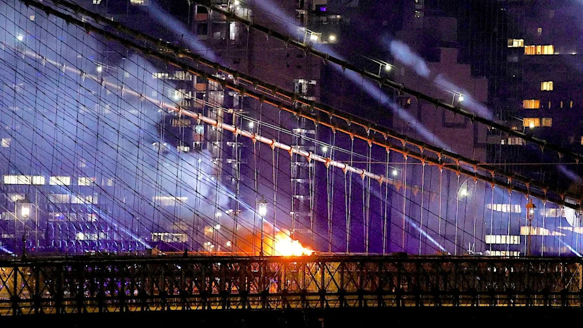 Brooklyn Bridge catches fire amid NYC fireworks display as Trump hails it in DC speech