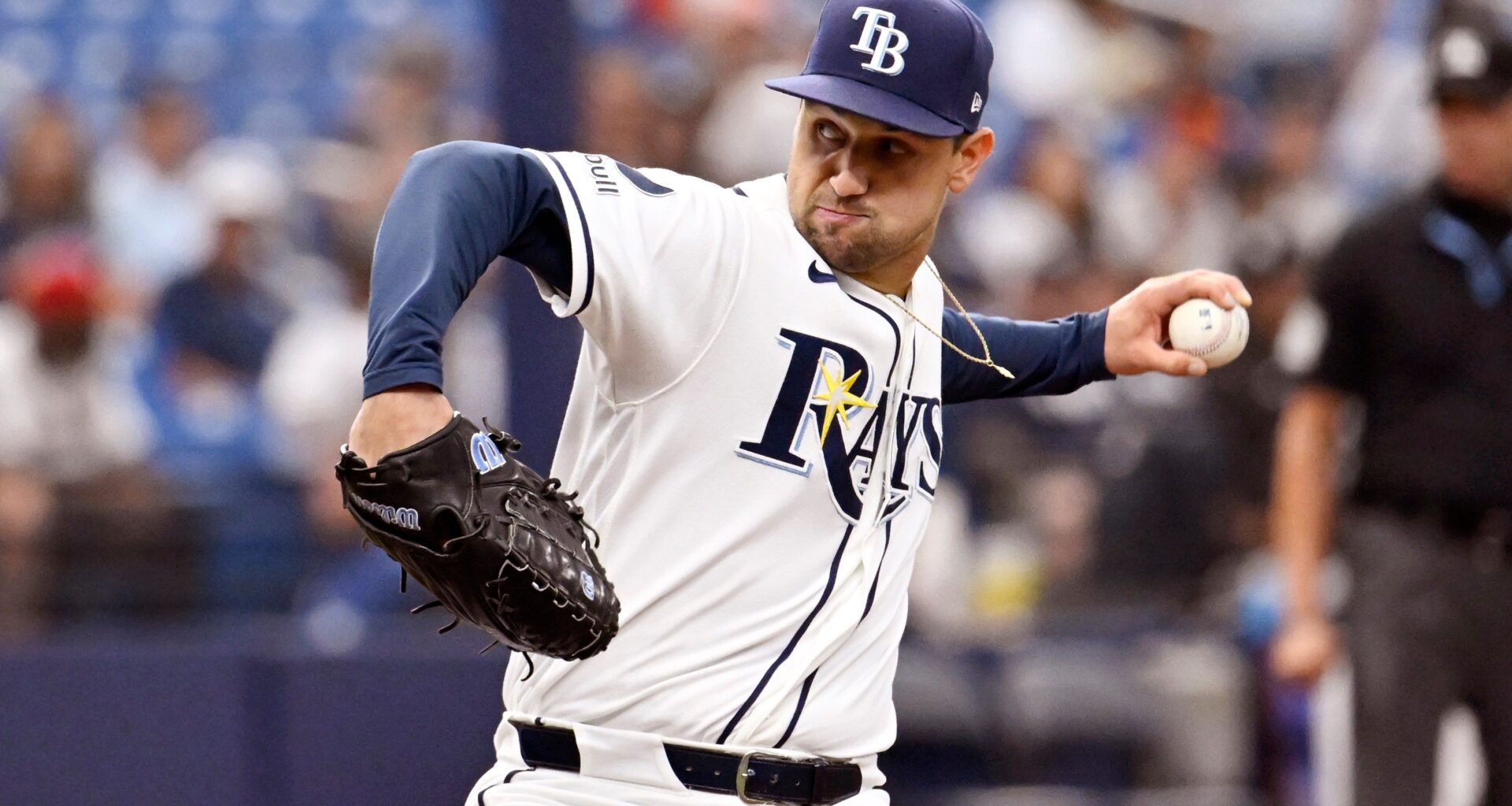 Tampa Bay Rays pitcher Ian Seymour throws during the first inning of a baseball game against the New York Yankees Tuesday, July 7, 2026, in St. Petersburg, Fla. (AP Photo/Jason Behnken)