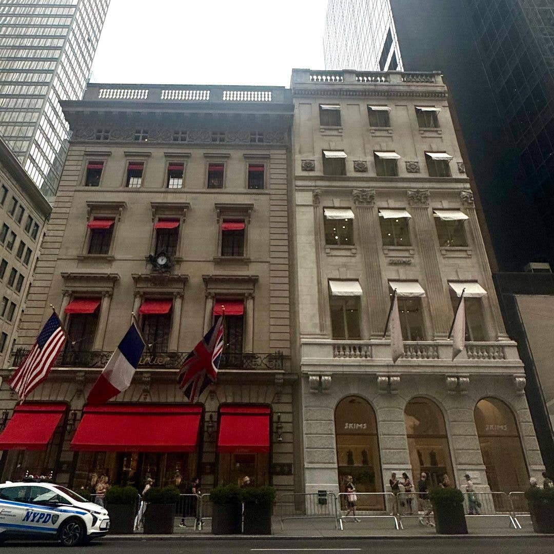The Skims store adjacent to the Cartier Mansion, the former being one part of the Marble Twins (the other was demolished)