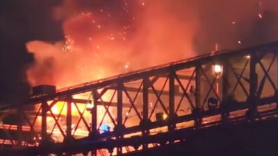 Watch: New York's Brooklyn Bridge catches fire during July 4 fireworks display