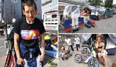 Homeless encampments thriving near Intrepid Museum, but city won't tear them down