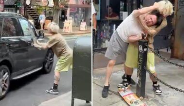 Exclusive | Wild video shows pitiful NYC street fight between skateboarder and Mercedes driver -