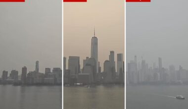 Timelapse captures wildfire smog slowly engulf NYC skyline