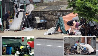 Stubborn vagrants at NYC's Intrepid encampments set up new shelters in game of cleanup Whack-a-Mole