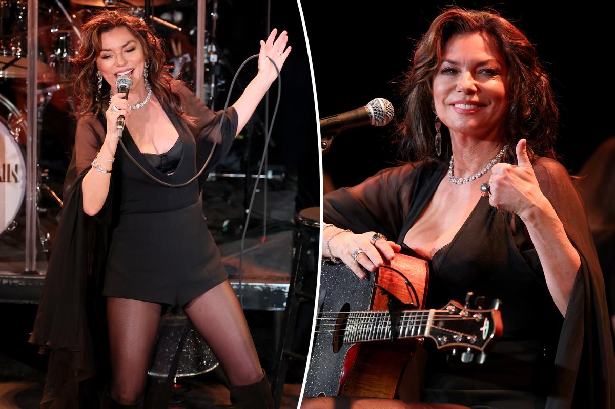 Shania Twain dazzles at SiriusXM NYC concert in diamonds and hot pants