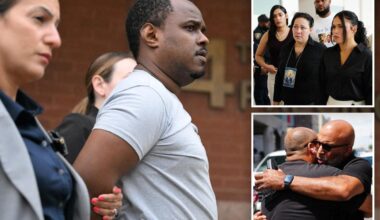 Coward career criminal charged with killing retired NYPD cop's son, 12, dodges victim's family in court