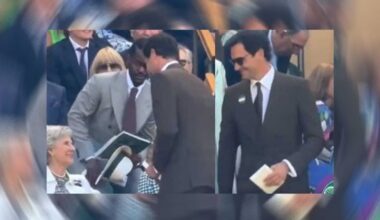 Roger Federer greets Queen Camilla’s companion and senior royal at Wimbledon