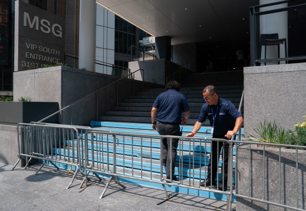 Preparations are underway for alleged wedding festivities for Taylor Swift and Travis Kelce at Madison Square Garden Wednesday, July 1, 2026, in Manhattan, New York. (Barry Williams/ New York Daily News)