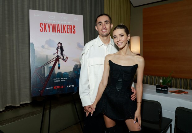 (L-R) Ivan Beerkus and Angela Nikolau attend Netflix's Skywalkers: A Love Story Tribeca Film Festival Premiere at AMC Lincoln Square Theater on June 12, 2024 in New York City. (Photo by Jason Mendez/Getty Images for Netflix)