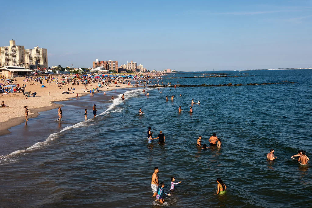 Multiple shark sightings at New York City's Rockaway Beach, likely prompting closures amid intense heat wave