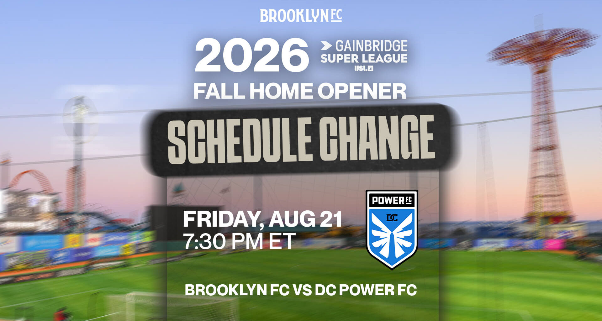 Brooklyn FC Women Home Opener Rescheduled to Aug 21
