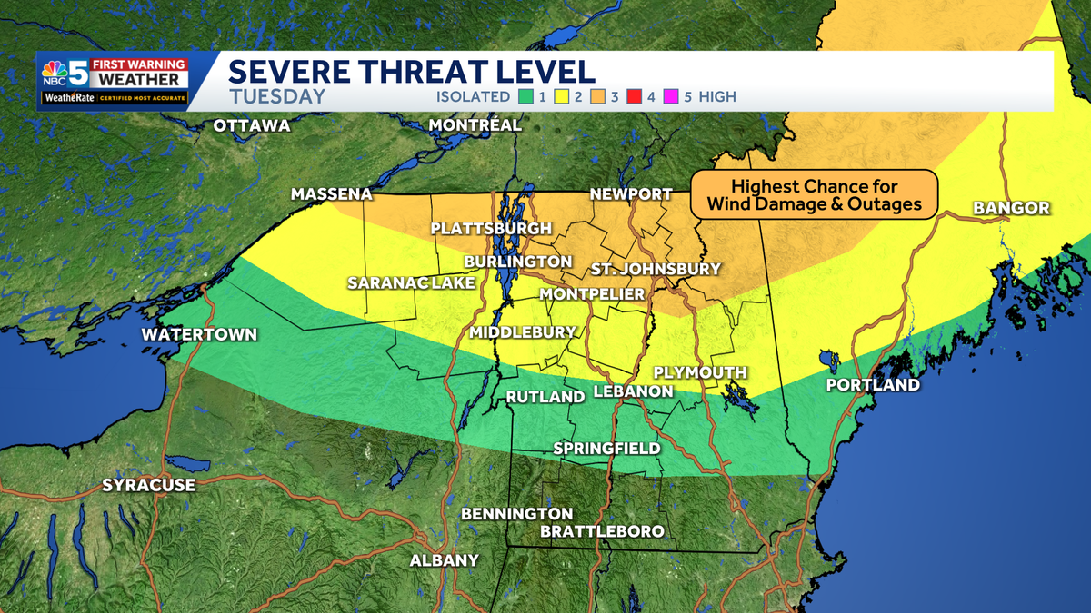 Heat returns Tuesday before 'unusually intense' storms overnight across Vermont, New York