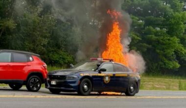 Fiery crash in Plattsburgh involves state troopers