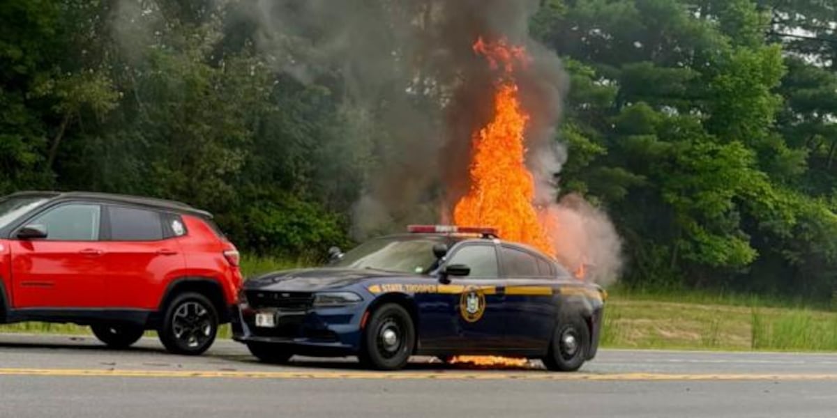 Fiery crash in Plattsburgh involves state troopers