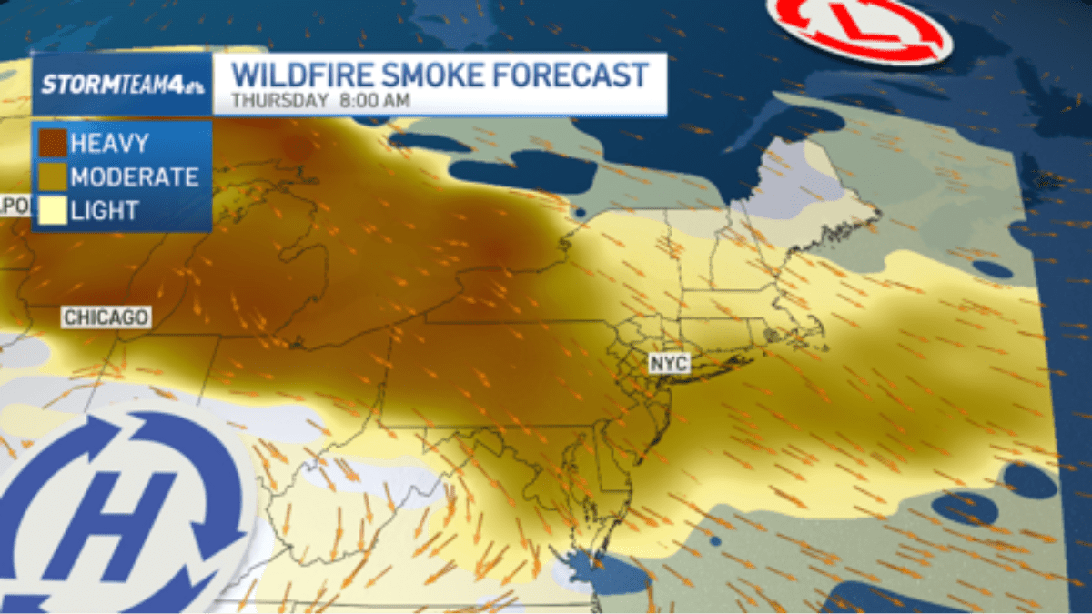 Canadian wildfire smoke to blanket NYC area amid dangerous heat – NBC New York