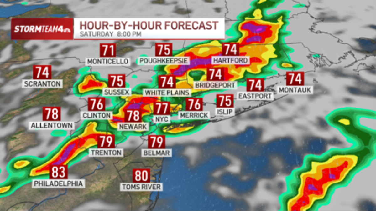 Hourly radar of Sat. storms threatening with tornadoes, flooding – NBC New York
