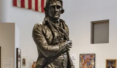 Jefferson statue's quill broke en route to a NY Historical show on Democracy