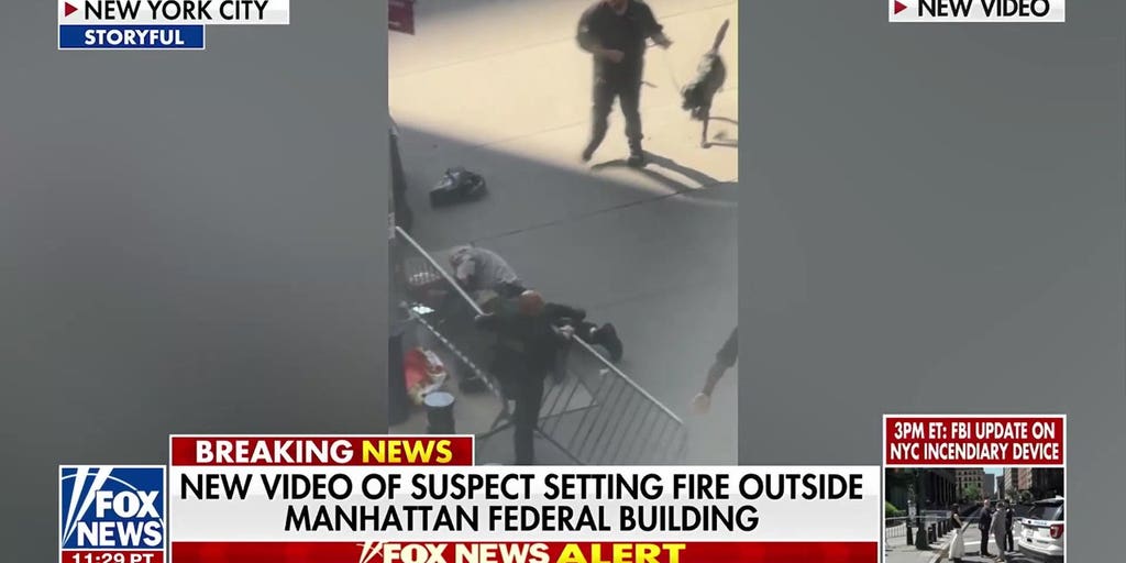 New video shows alleged suspect starting fire outside Manhattan federal building