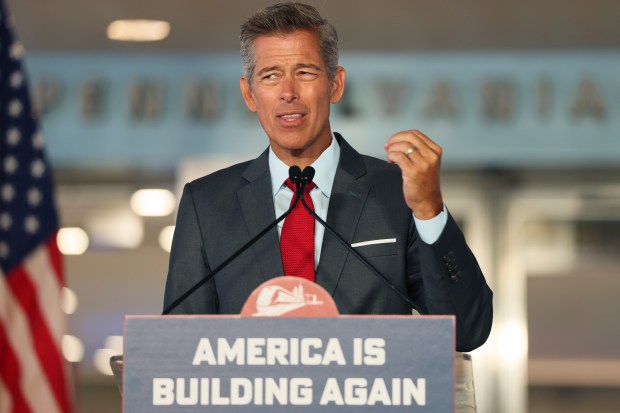 NEW YORK, NEW YORK - AUGUST 27: U.S. Transportation Secretary Sean Duffy speaks during a press conference at Penn Station on August 27, 2025 in New York City. Secretary Duffy was joined by Special Advisor to the Amtrak Board of Directors Andy Byford and Deputy Secretary of Transportation Steven Bradbury as they announced that the New York Penn Station "Transformation" Project will begin construction by the end of 2027 and that the Department of Transportation will provide Amtrak with nearly $43 million in federal grant funding for the revitalization. (Photo by Michael M. Santiago/Getty Images)