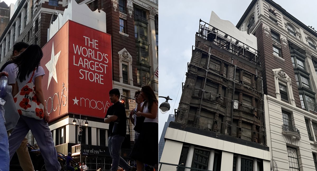 The iconic Herald Square Macy's sign is down, laying history bare