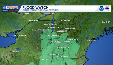 Isolated flooding possible in Vermont, New York on Wednesday
