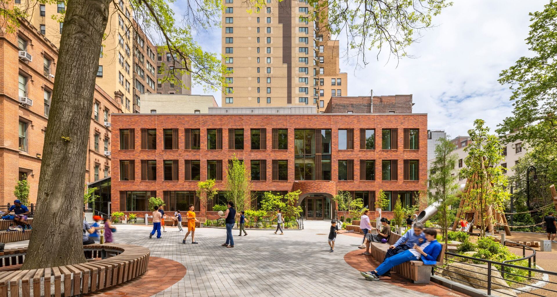 The new building’s brick façade matches the diverse masonry palette found in the campus’ existing historical buildings.