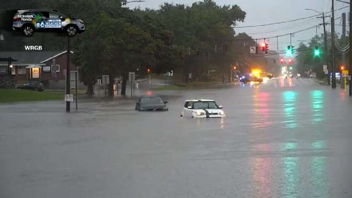 Flooding spreads in eastern New York as the heavy rain responsible shifts to New England