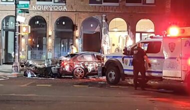 Multi-car crash in Crown Heights, Brooklyn sends vehicle into building, injuring 3, including pedestrian